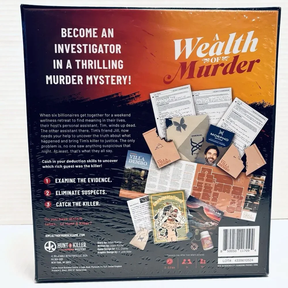 Hunt A Killer Mystery A Wealth of Murder Board New Sealed